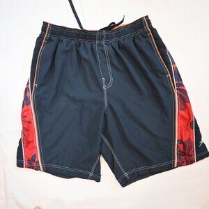 Men's Speedo Swim Trunks, XL, Navy, Red and Orange